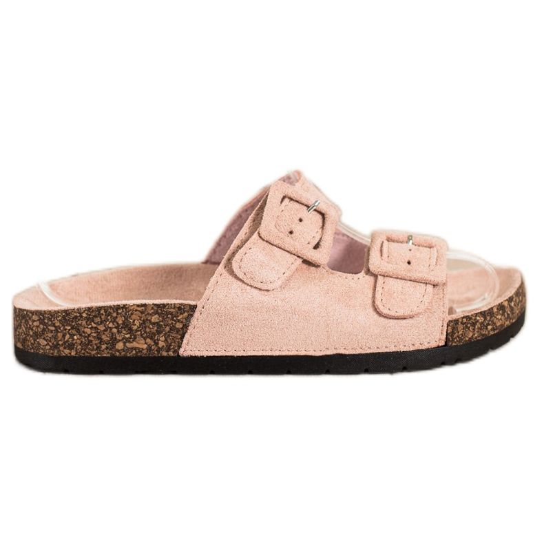 SHELOVET Pohodlné pantofle se sponami růžový