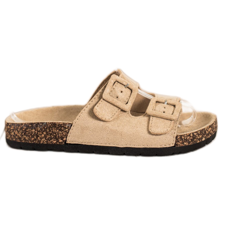 SHELOVET Pohodlné pantofle se sponami béžový