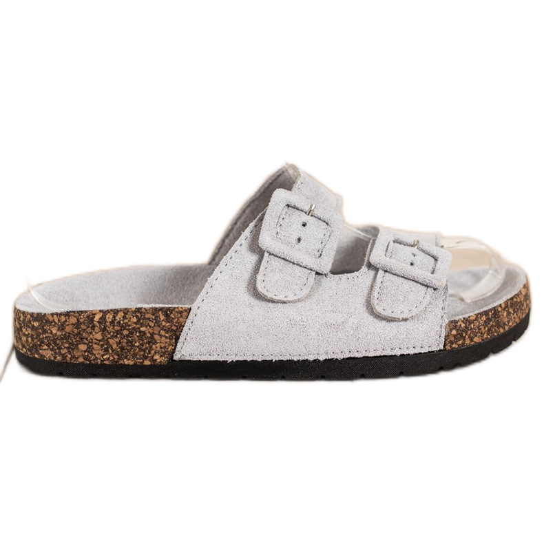 SHELOVET Pohodlné pantofle se sponami šedá