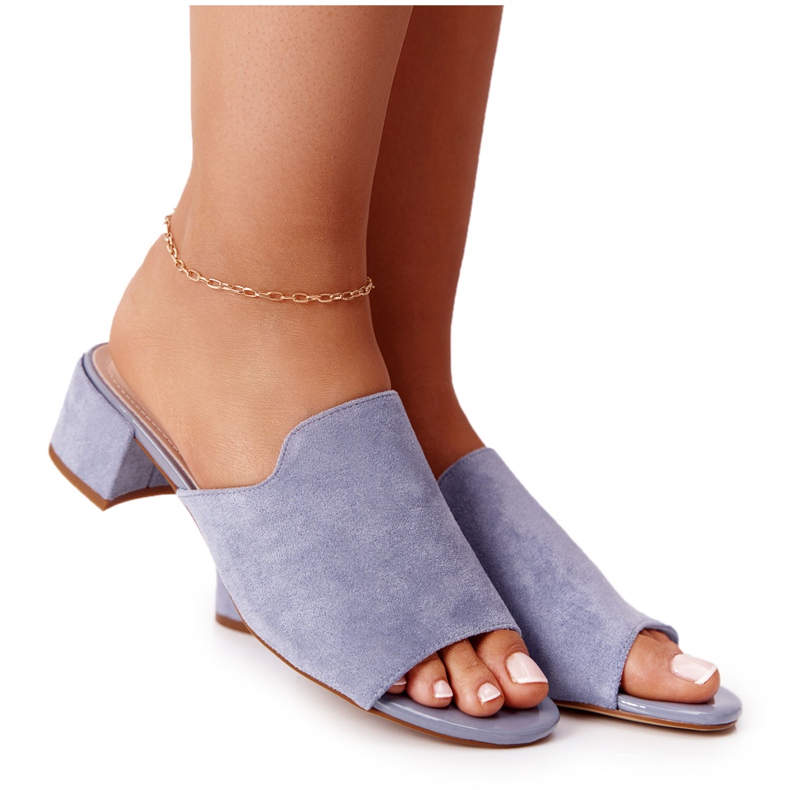 Semišové pantofle na patě Sergio Leone KL313 Blue modrý