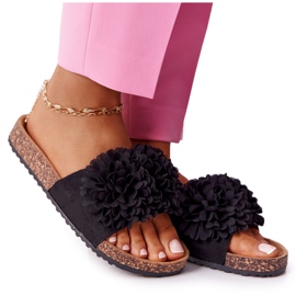 PE1 Černá Květinová Bomba Na Korkové Podešvi PE1 Černá Květinová Bomba Na Korkové Podešvi