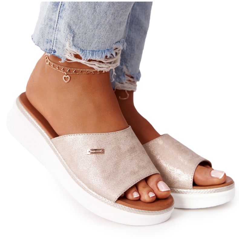 Sandály na klínku Sergio Leone SK042 Gold zlatý