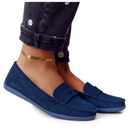 Dámské semišové mokasíny Big Star HH274663 Navy Blue námořnická modř