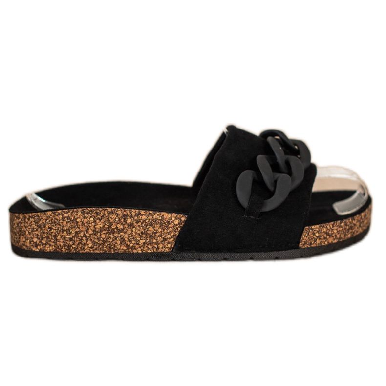 SHELOVET Módní pantofle s ozdobou černá