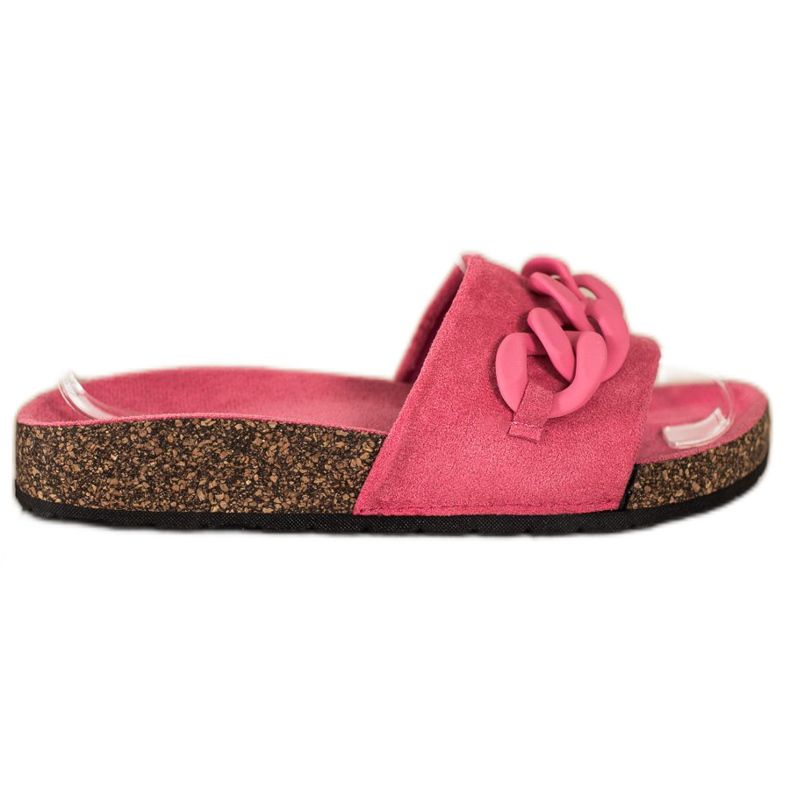 SHELOVET Módní pantofle s ozdobou růžový