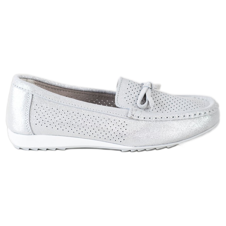 Goodin Kožené Boty S Mašlí stříbrný šedá Goodin Kožené Boty S Mašlí stříbrný šedá