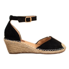 SHELOVET Klínové espadrilky černý