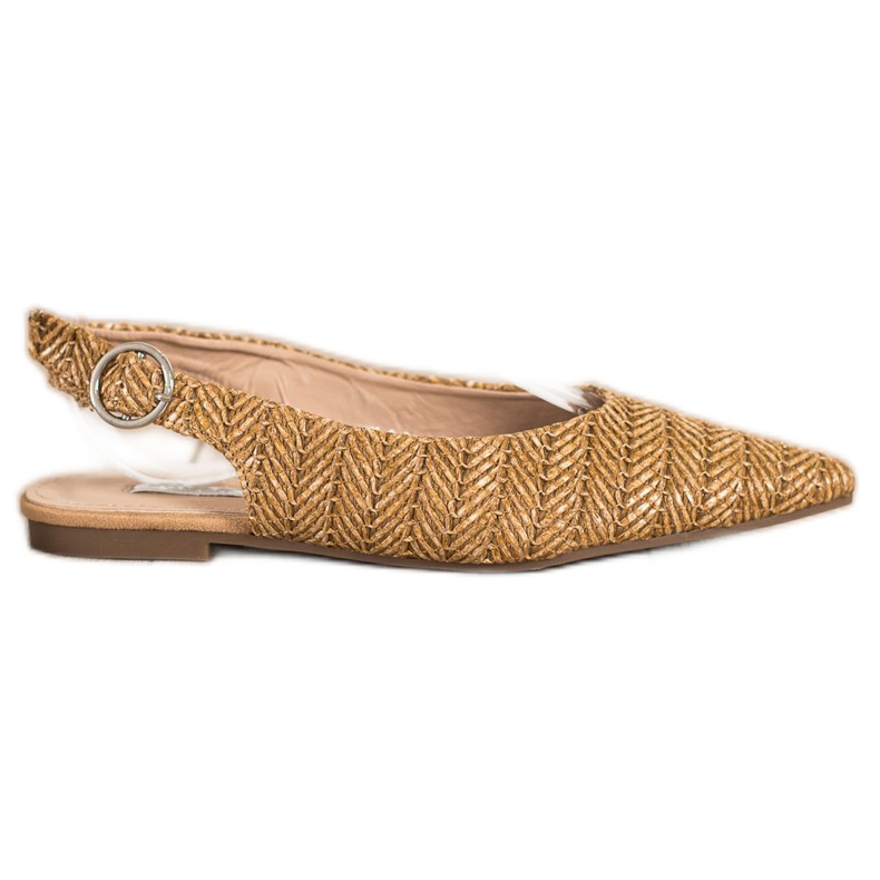 SHELOVET Slámová čerpadla s otevřenou patou hnědý