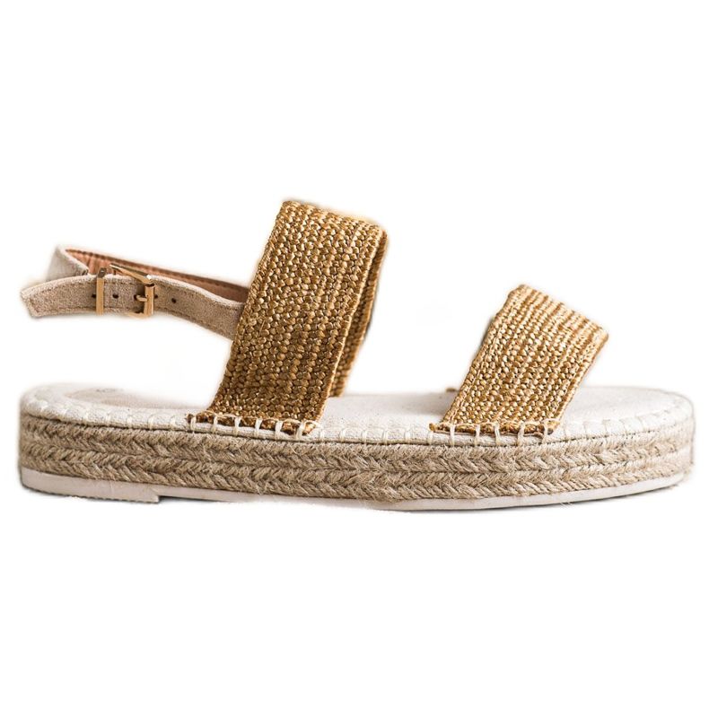 SHELOVET Pletené sandály na platformě béžový oranžový