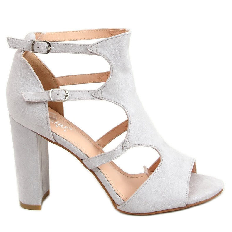 Šedé sandály na vysokém podpatku NS111P Grey šedá