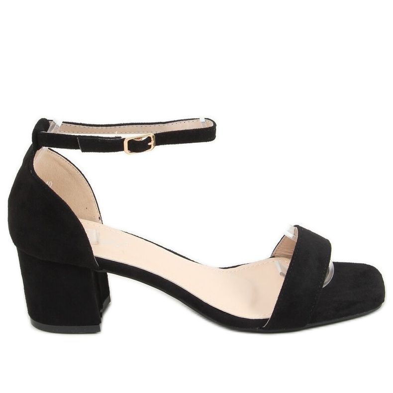 Černé sandály na nízkém podpatku X503-21SA-2 Black černá Černé sandály na nízkém podpatku X503-21SA-2 Black černá