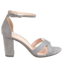 Šedé sandály na vysokém podpatku NF-63P Grey šedá