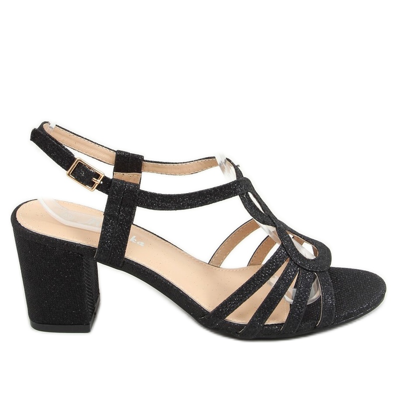 Černé sandály na vysokém podpatku A3083 Black černá