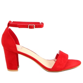 Červené sandály na vysokém podpatku LL-210P Red