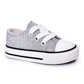Dětské stříbrné třpytivé tenisky Bling-Bling stříbrný