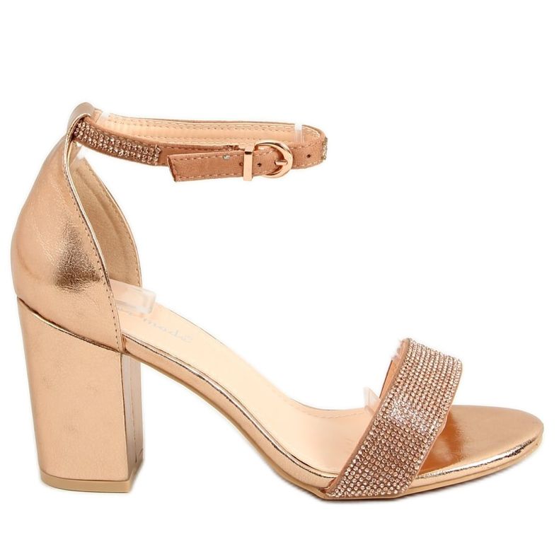 Sandály na vysokém podpatku šampaňské 1478 Champagne zlatý