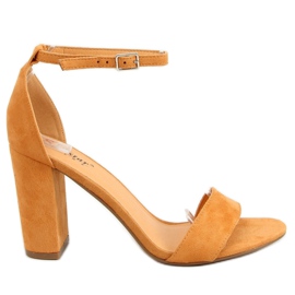 Sandály na sloupku velbloud AF03P Camel hnědý