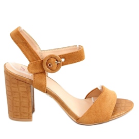 Velbloudí sandály na vysokém podpatku SL1008P Camel hnědý vícebarevný Velbloudí sandály na vysokém podpatku SL1008P Camel hnědý vícebarevný