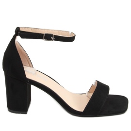 Černé sandály na širokém podpatku QL-169 Black černý