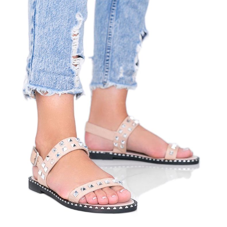 Béžové sandály s cvočky Thelma béžový