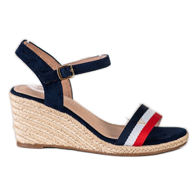 Lehké pruhované sandály VINCEZA bílý červené námořnická modrá