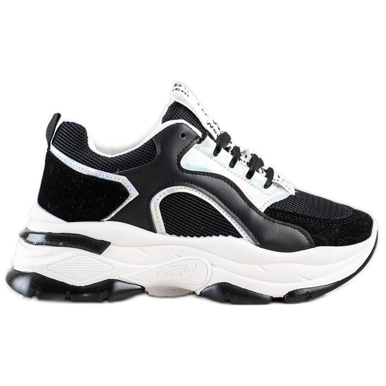 Tenisky na platformě FASHION černá stříbrný