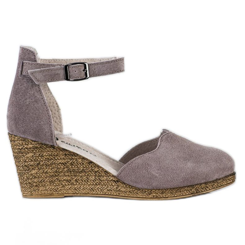 Filippo Kožené sandály na klínku hnědý Filippo Kožené sandály na klínku hnědý