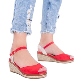 Červené espadrilky na klínku Heis červený
