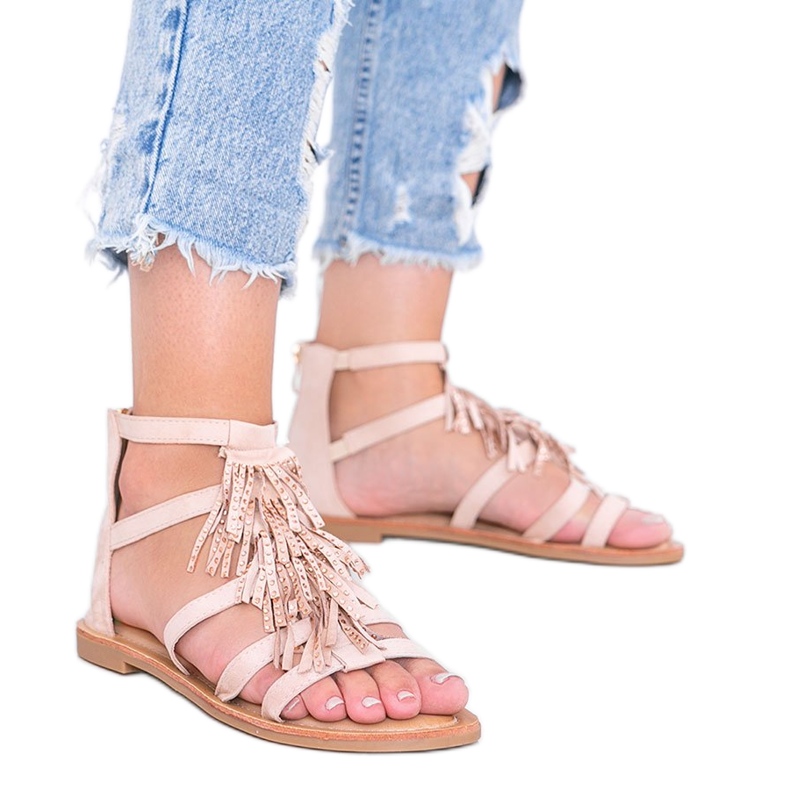 Béžové sandály s třásněmi Noronha béžový