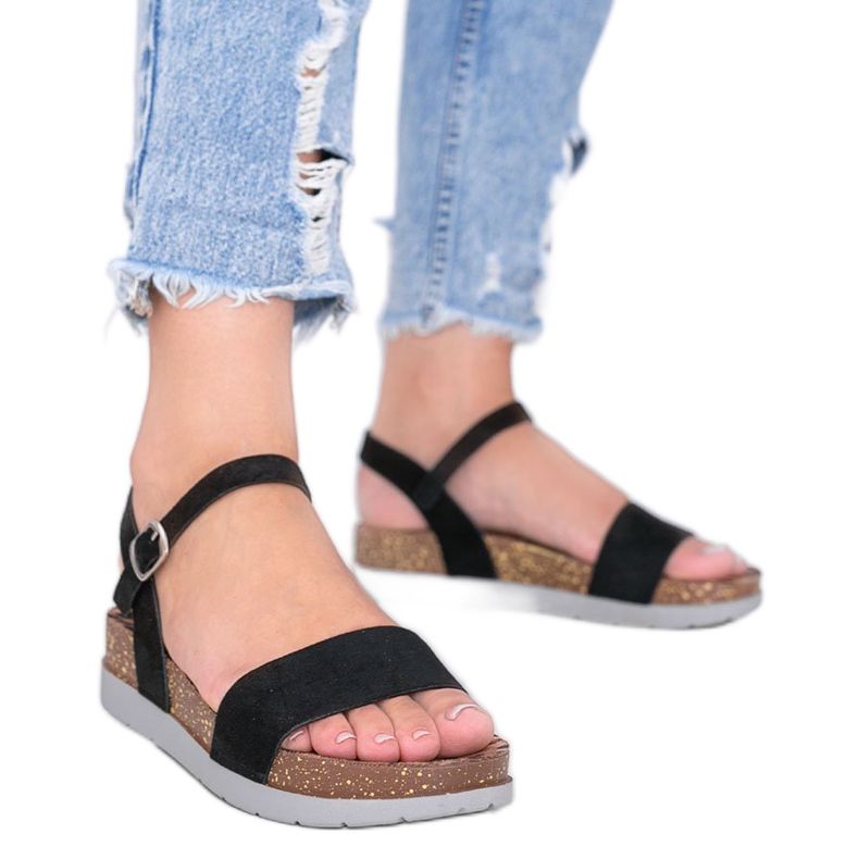 Černé sandály s vložkou Preatty Pea černá