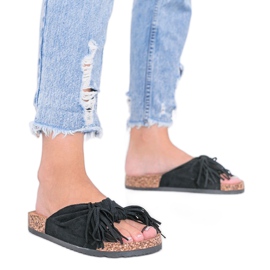 Černé sandály na korkové podrážce Crys černý