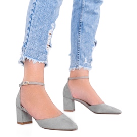 Šedé lodičky na nízkém sloupku Gemma šedá Šedé lodičky na nízkém sloupku Gemma šedá