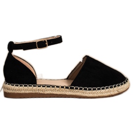 Small Swan Pohodlné semišové espadrilky černá