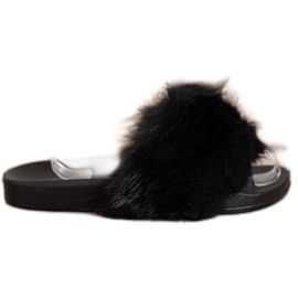 Evento Pantofle s kožešinou černý
