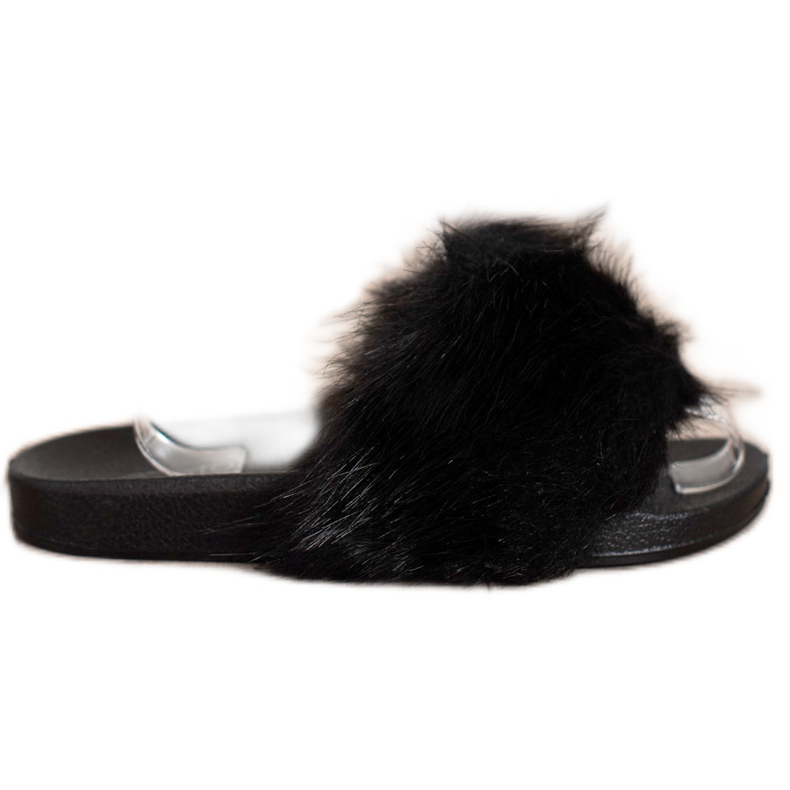 Evento Pantofle s kožešinou černá