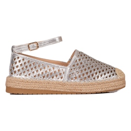Gogo Prolamované espadrilky se sponou stříbro