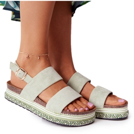 Semišové sandály na platformě Green Olimpia zelený