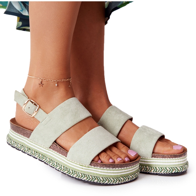 Semišové sandály na platformě Green Olimpia zelená