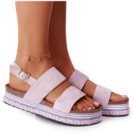 Semišové sandály na platformě Violet Olympia fialový