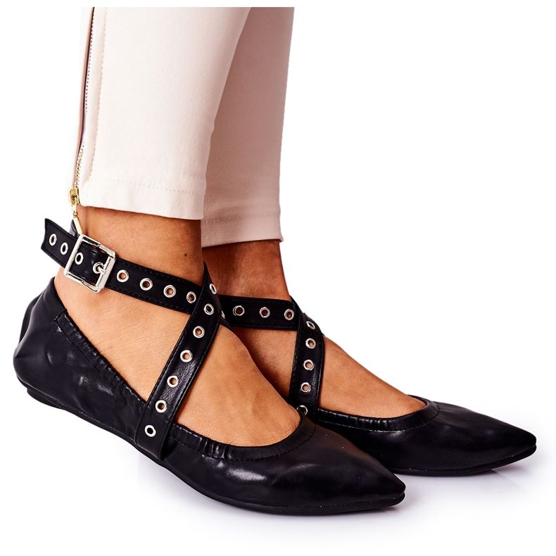 Skládané kožené Lu Boo černé balerínky černá