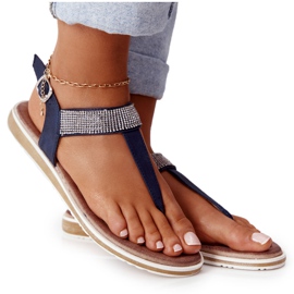 S.Barski Sandály Žabky se zirkony S. Barski 701-12 Navy Blue hnědý námořnická modř