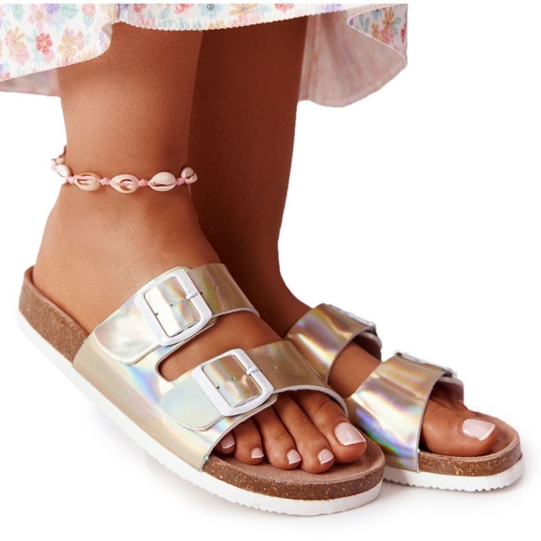 Kožené profilované pantofle Big Star HH274896 Golden zlatý