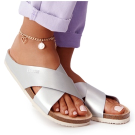 Kožené profilované pantofle Big Star HH274650 Silver stříbrný Kožené profilované pantofle Big Star HH274650 Silver stříbrný