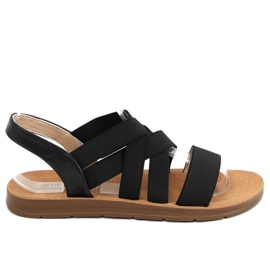Sandály s gumovými pásky černé 9225 Black černý
