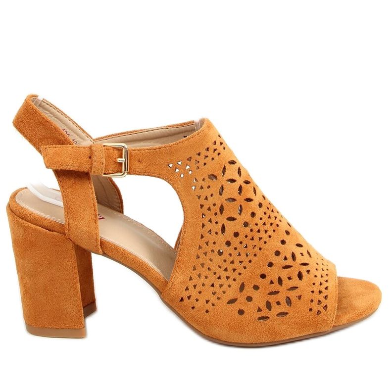 Sandály prolamované vysoké podpatky velbloud 429-10 Camel hnědý Sandály prolamované vysoké podpatky velbloud 429-10 Camel hnědý