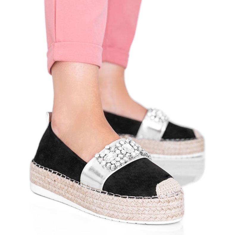 Černé espadrilky s kameny Cher černá