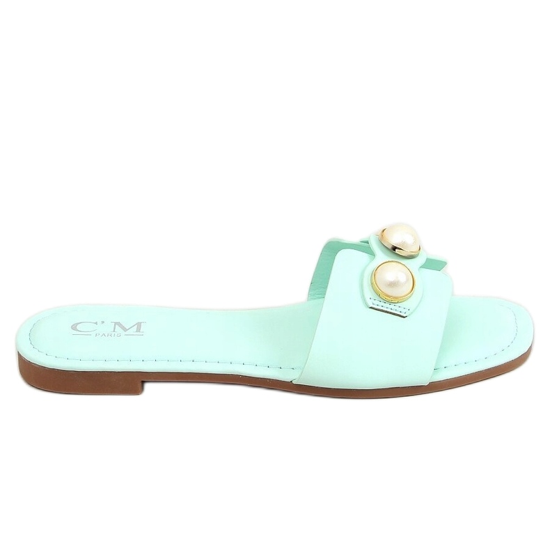 Pantofle s perlami máty 55-37 LT.ZELENÉ zelená Pantofle s perlami máty 55-37 LT.ZELENÉ zelená