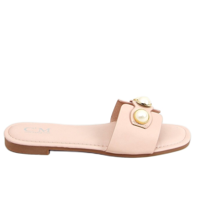 Pantofle s perlami 55-37 růžové růžový