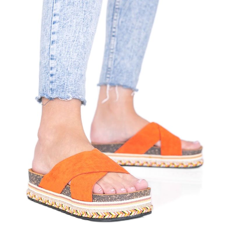 Oranžové pantofle s ozdobnou podrážkou Riri oranžový