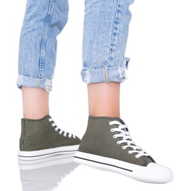 Zelené khaki dámské kotníkové tenisky Gampa zelená